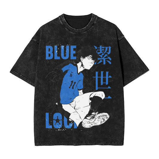 Blue Lock: ISAGI YOICHI T Shirt Printed Cotton Washed  Retro T-Shirts