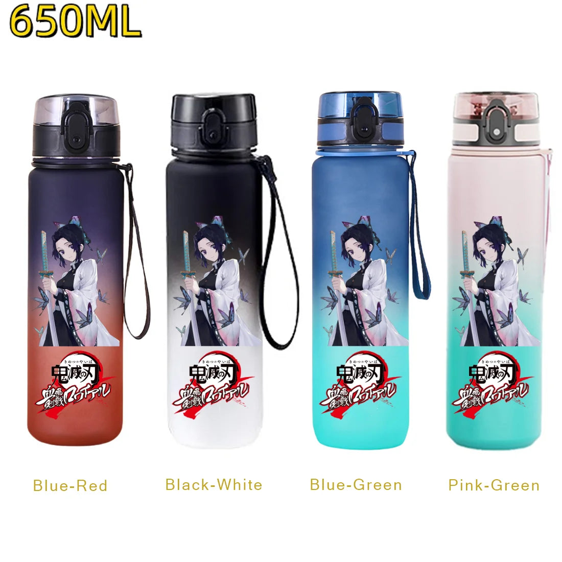 Demon Slayer: 650ML Kamado Tanjirou Water Bottle Kamado Nezuko Kochou Shinobu Fitness Drink Bottle Kettle Travel Office Jugs