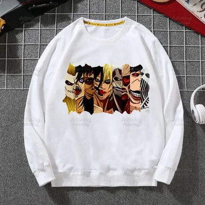 Attack on Titan Fleece Sweatshirts Harajuku Streetwear Autumn Spring Shingeki No Kyojin Anime O Neck Pullover Hoody Mens