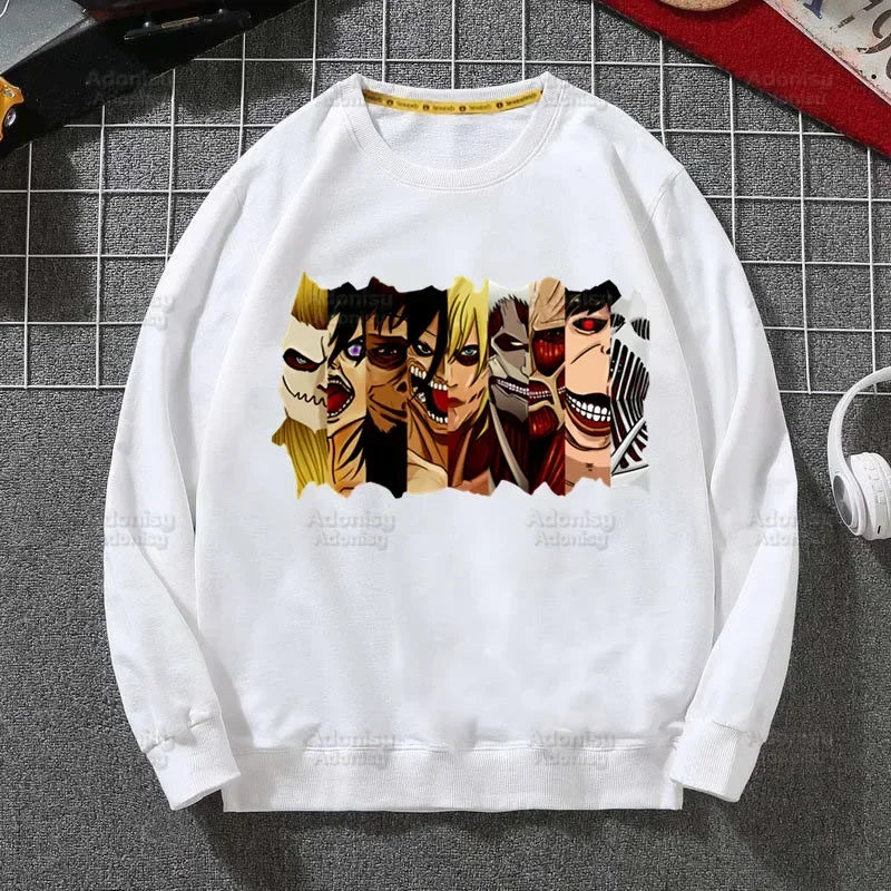 Attack on Titan Fleece Sweatshirts Harajuku Streetwear Autumn Spring Shingeki No Kyojin Anime O Neck Pullover Hoody Mens