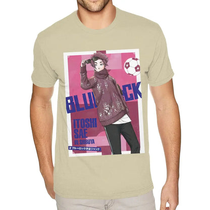 Blue Lock: Short Sleeve Crew Neck Natural Cotton Itoshi Sae TShirt Worlds Boyfriends S T Shirt
