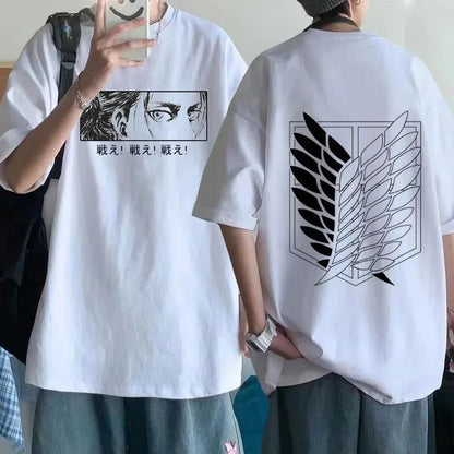 Attack on Titan: Streetwear Men's T Shirt Eren Yeager Shingeki No Kyojin  Anime Summer Cotton Women Tops Tees Casual High Quality