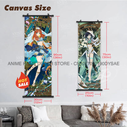 Genshin Impact: Posters Kamizato Ayaka Home Decor Klee Decorative Painting Barbara Scrolls Picture Arataki Itto Wall Artwork Sayu