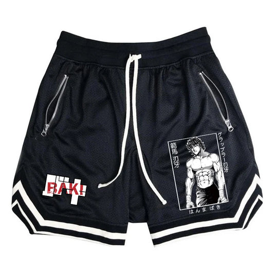Baki Hanma: Active Athletic Shorts for  Print Breathable Quick Dry Basketball Shorts with Zippered Pockets Gym Fitness