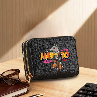 Naruto: Leather Wallet Cute Cartoon Printed Bags Fashion Zipper Short Coin Purse Multi-slot Bank Card Storage Bag Birthday Gift