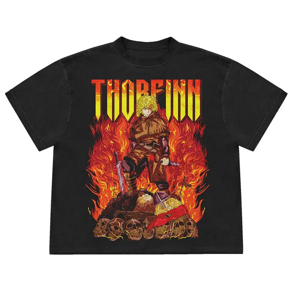 Vinland Saga: Vintage Thorfinn Ice Sea Battle Graphic T-Shirt Unisex Heavy Wash High-Weight Cotton Anime Tee Perfect Gift.