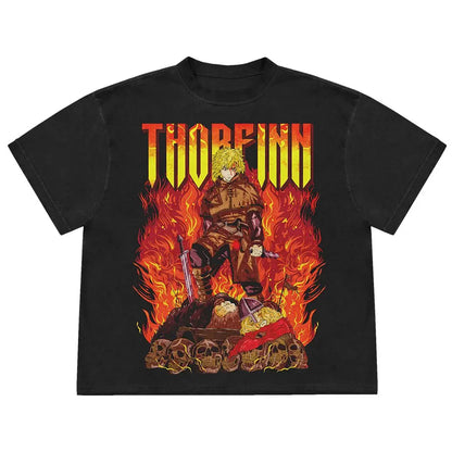 Vinland Saga: Vintage Thorfinn Ice Sea Battle Graphic T-Shirt Unisex Heavy Wash High-Weight Cotton Anime Tee Perfect Gift.