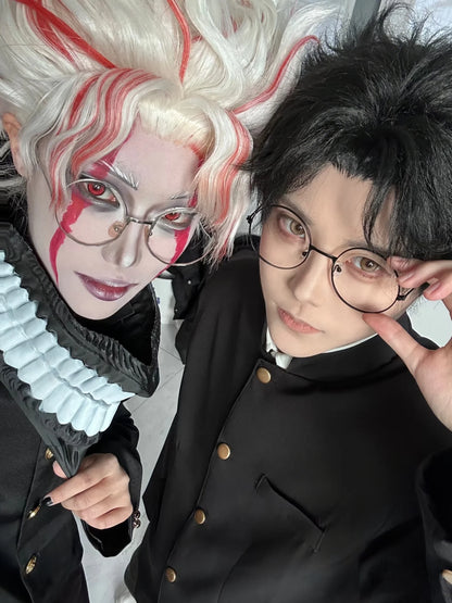 Dandadan: Ken Takakura Cosplay Costume Wig Anime Okarun School Uniform Black Jacket Pants Gakuran Glasses Halloween Party Men