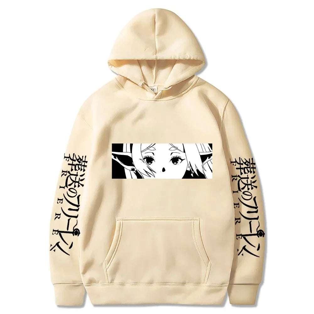 Frieren: Beyond Journey's End Women Sweatshirts Frieren Eyes Printed Hoodies Plus Size Long Sleeve Casual Pullovers
