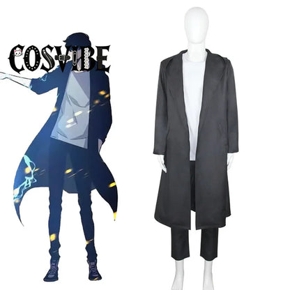Solo Leveling: Seong Jin woo Cosplay Uniform Costume  Roleplay Coat Pants Outfits Halloween Carnival Party Disguise Suit