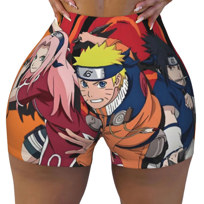 Women's Japane Anime N-Naruto Workout Yoga Shorts TV Manga Series  Gym Athletic Biker Running Shorts
