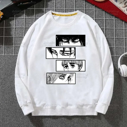 Attack on Titan Fleece Sweatshirts Harajuku Streetwear Autumn Spring Shingeki No Kyojin Anime O Neck Pullover Hoody Mens