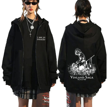 Anime Vinland: Saga Thorfinn I Have No Enemies Zipper Hoodie Men's Women Manga Casual Oversized Zip Up Jacket Male 90s Streetwear