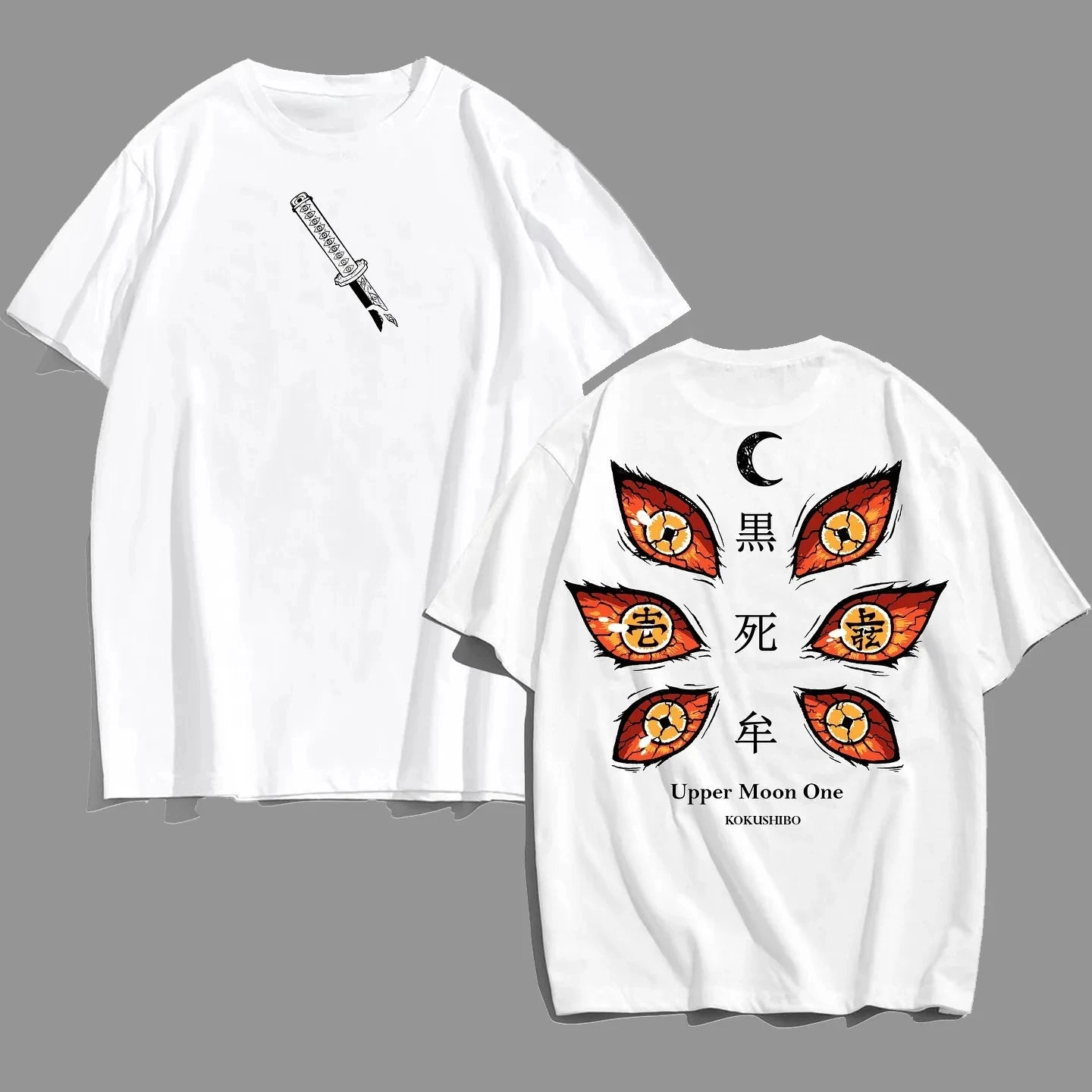 Demon Slayer: Kokushibo Anime Printed T-shirt 2025 Men's and Women's Summer New Harajuku Fashion Casual Loose Parent Child Top