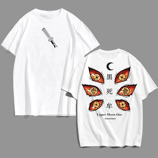 Demon Slayer: Kokushibo Anime Printed T-shirt 2025 Men's and Women's Summer New Harajuku Fashion Casual Loose Parent Child Top