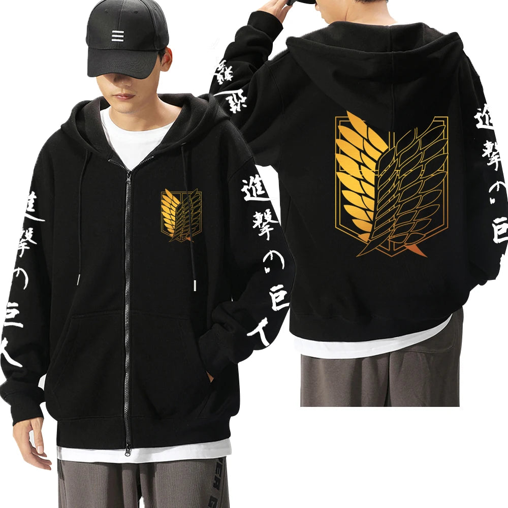 Attack On Titan: Levi Graphic Printed Hooded Plus Size Sweatshirt Harajuku Unisex Zipper Jacket