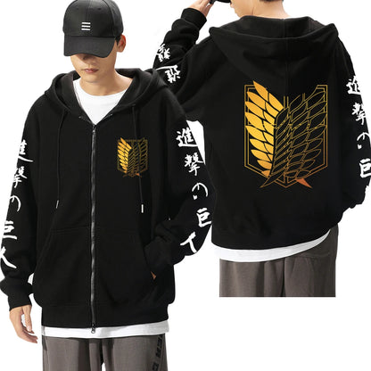 Attack On Titan: Levi Graphic Printed Hooded Plus Size Sweatshirt Harajuku Unisex Zipper Jacket