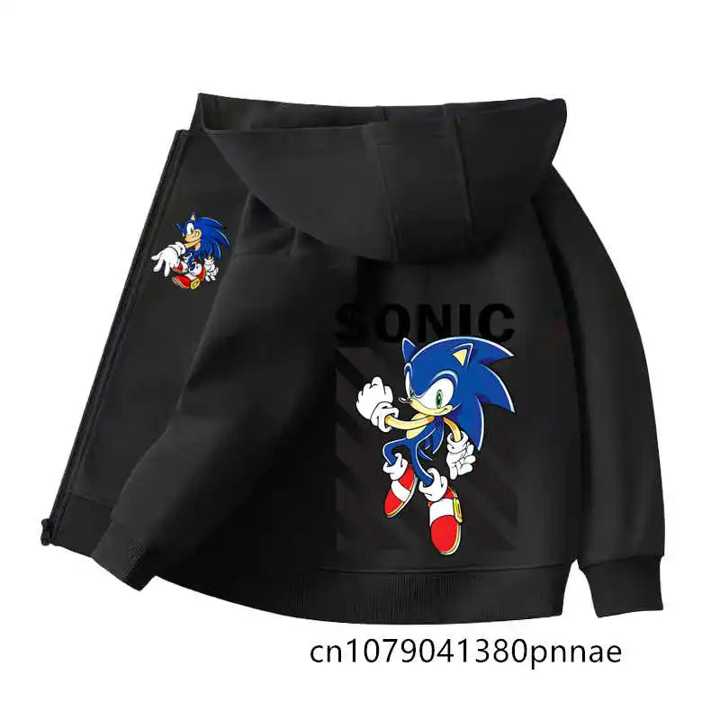 Sonic The Hedgehog:  Zipper Hoodie Set Zipper Hoodie Fashion Coat Kids Cartoon Teen Tracksuits Toddler Clothe Sport Suit