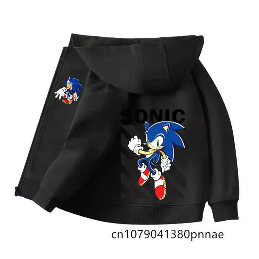 Sonic The Hedgehog:  Zipper Hoodie Set Zipper Hoodie Fashion Coat Kids Cartoon Teen Tracksuits Toddler Clothe Sport Suit