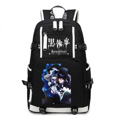 Black Butler: USB Backpack Book Bag Casual Travel Computer Men Women Girl Boys Cosplay Bag Schoolbag Laptop Bags