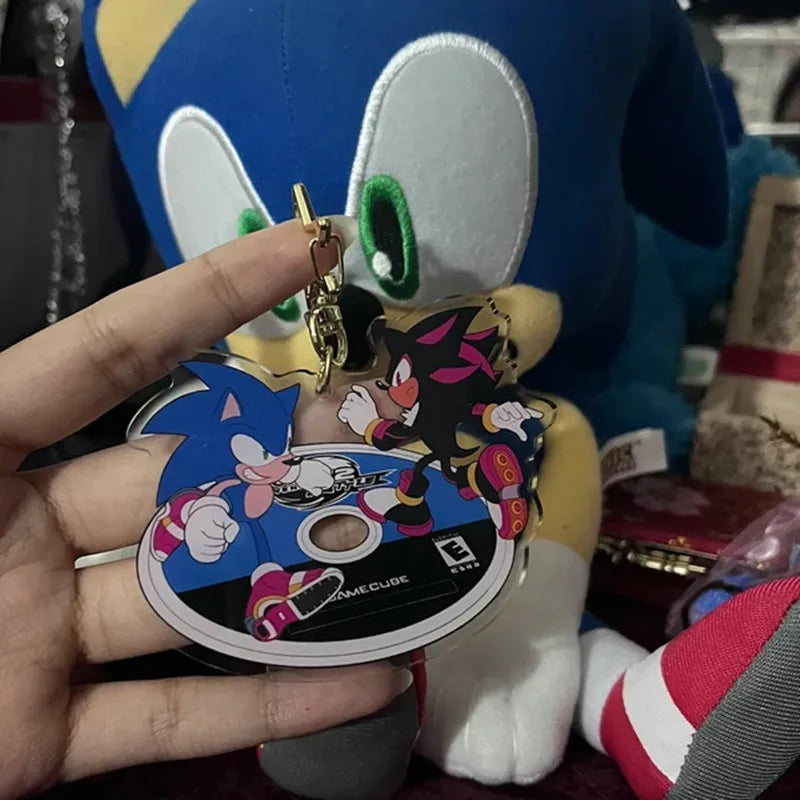 Sonic the Hedgehog : Sonic*Shadow CD-shaped star keychain acrylic pendant, exclusive pendant gift for friends, couples and CP