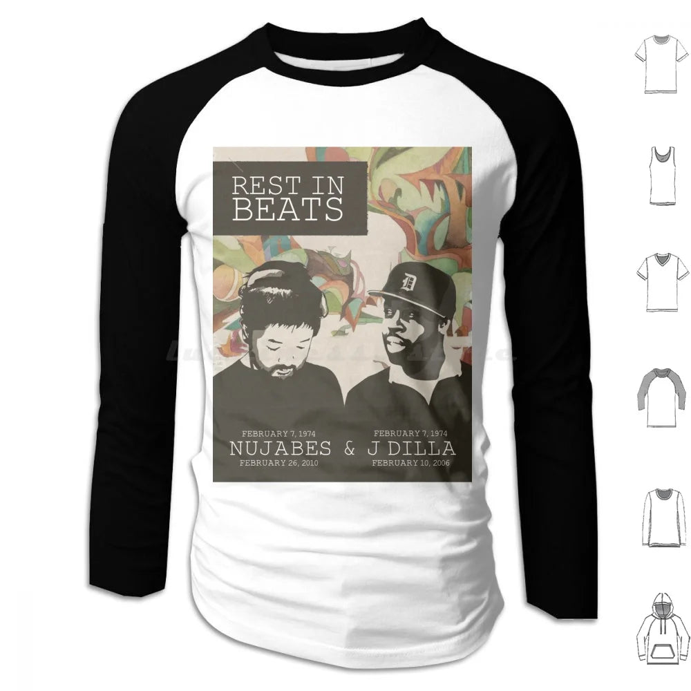 Samuari Champloo: Nujabes And J Dilla Hoodies Long Sleeve Nujabes Hip Hop Rap Japanese J Dilla Fat Jon Album Soundtrack Champloo Chill