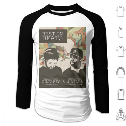 Samuari Champloo: Nujabes And J Dilla Hoodies Long Sleeve Nujabes Hip Hop Rap Japanese J Dilla Fat Jon Album Soundtrack Champloo Chill