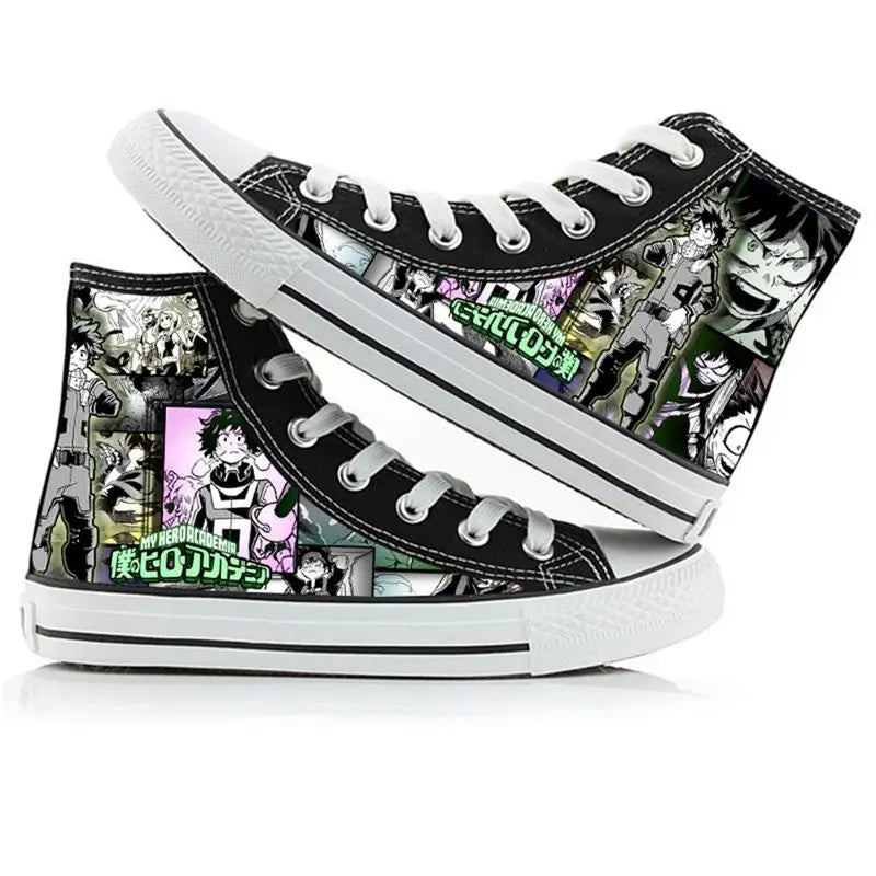 My Hero Academia: high-top canvas shoes anime Izuku Midoriya student capplet shoes breathable and comfortable holiday gift