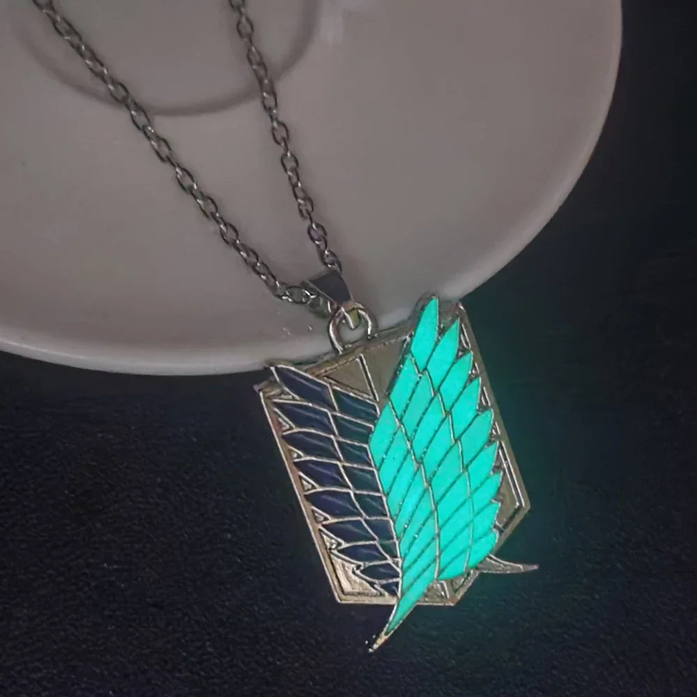 Attack On Titan: Necklace Wings Of Liberty Freedom Scoring Legion Logo Alloy Fluorescent Necklace Fan Gift