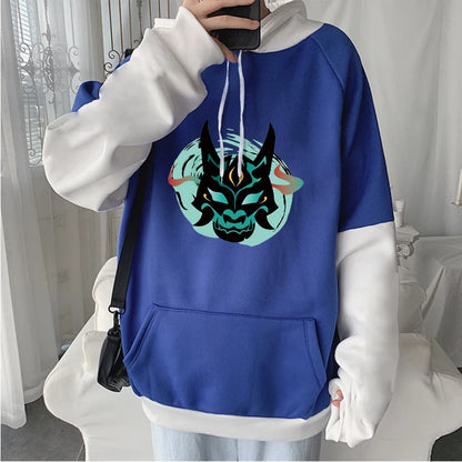 Genshin Impact: Xiao Mask Fangs Anime Print Zipper Hoodies Men Women Harajuku Fashion Long Sleeve Plus Size Zipper Jacket Coat