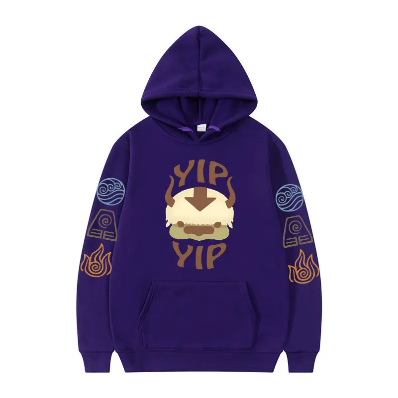 Avatar The Last Airbender: Hoodie Men's and Women's Couple Appa YIP Letter Printed Brushed Anime Sports Shirt Pullover Top