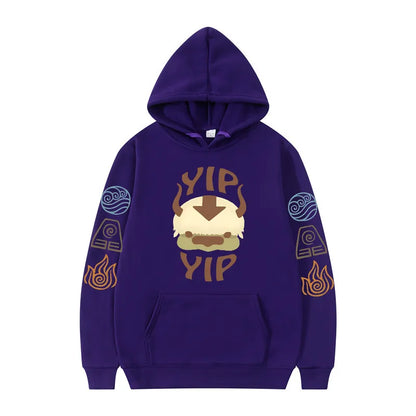 Avatar The Last Airbender: Hoodie Men's and Women's Couple Appa YIP Letter Printed Brushed Anime Sports Shirt Pullover Top