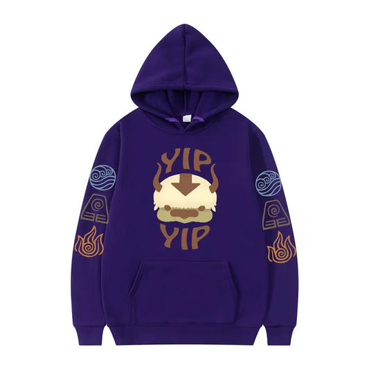 Avatar The Last Airbender: Hoodie Men's and Women's Couple Appa YIP Letter Printed Brushed Anime Sports Shirt Pullover Top