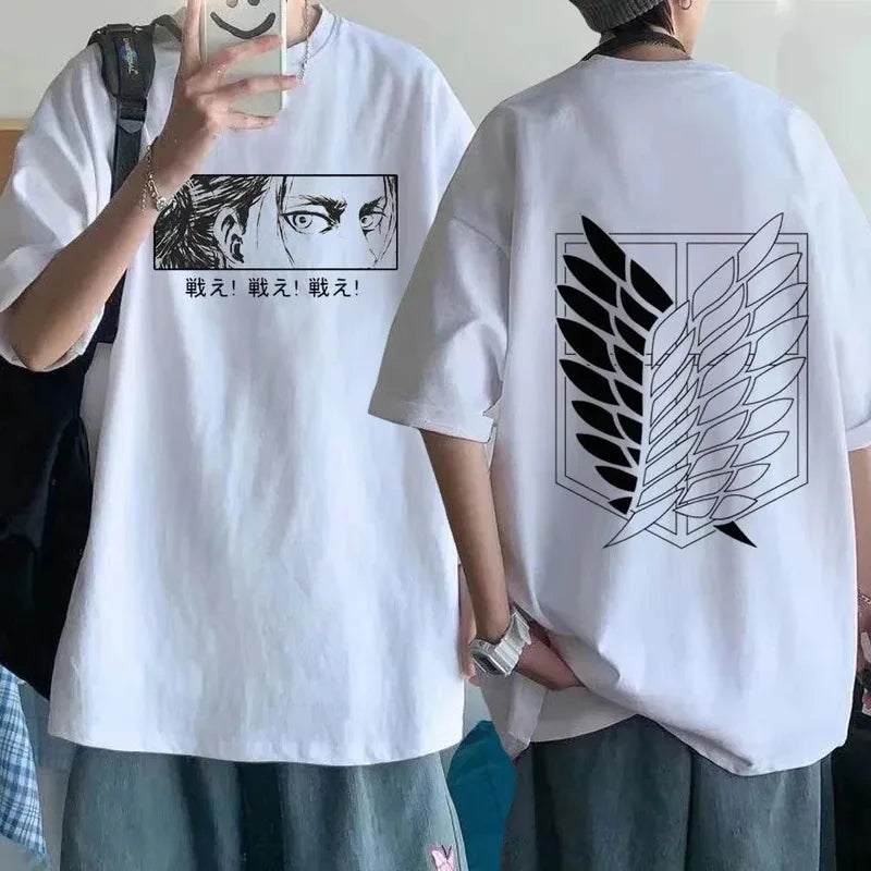 Attack on Titan: Streetwear Men's T Shirt Eren Yeager Shingeki No Kyojin  Anime Summer Cotton Women Tops Tees Casual High Quality