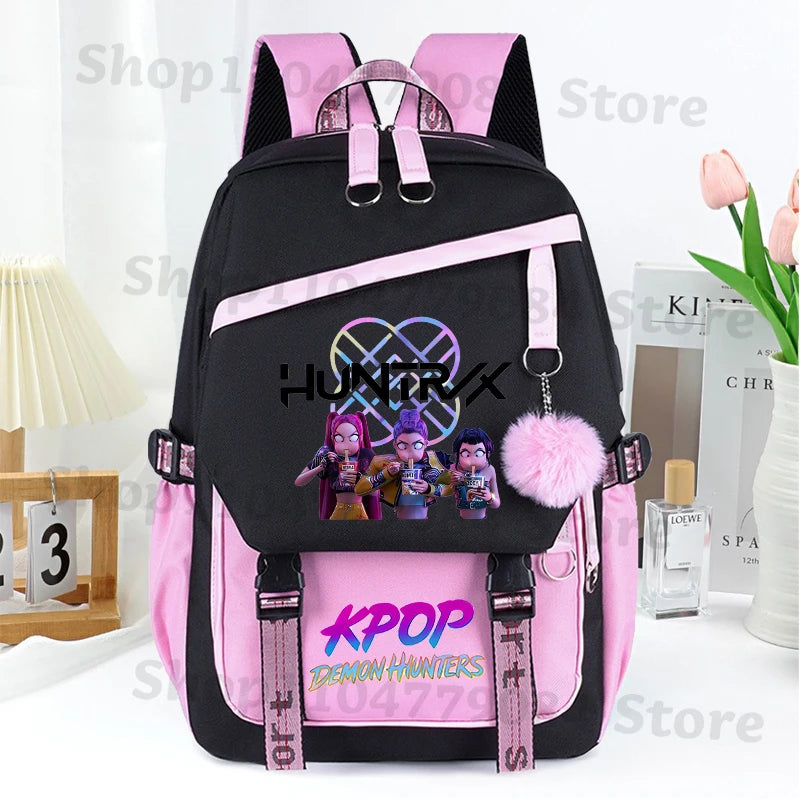 KPop Demon Hunters Fashion Backpack for Boys Girls Anime Cartoon Schoolbag Students Large Capacity Book Stationery Storage Bag