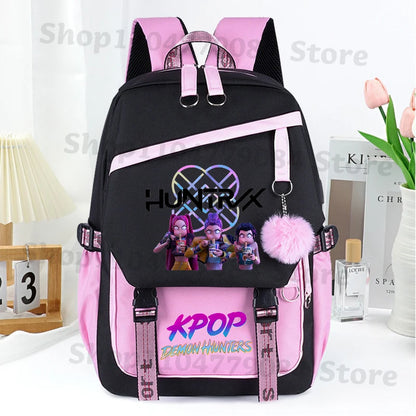 KPop Demon Hunters Fashion Backpack for Boys Girls Anime Cartoon Schoolbag Students Large Capacity Book Stationery Storage Bag