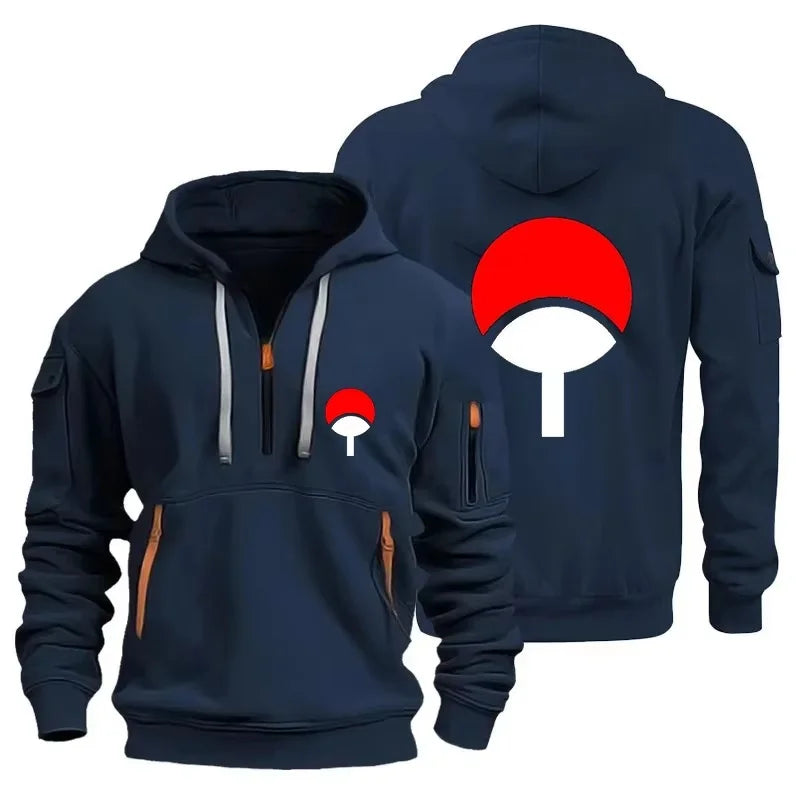 Naruto: Anime Half Zipper Hoodie Casual Versatile Sweatshirt Comfortable Daily Fashion Zip-Up Sweatshirt for Fans