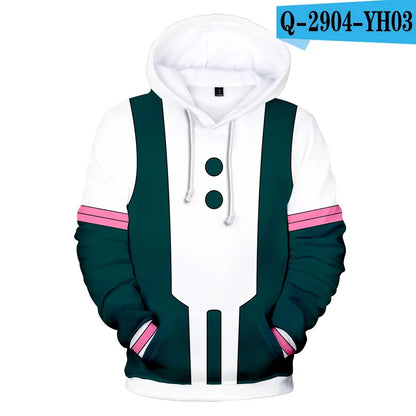 My Hero Academia: Midoriya Izuku All Might Cosplay Costume School Uniform Boku No Hero Academia 3D Print Mens Hoodies Sweatshirts
