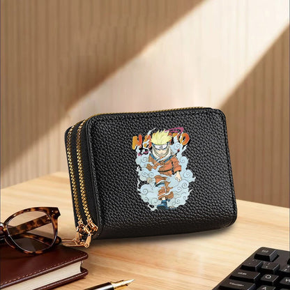 Naruto: Leather Wallet Cute Cartoon Printed Bags Fashion Zipper Short Coin Purse Multi-slot Bank Card Storage Bag Birthday Gift
