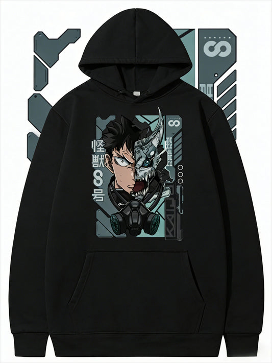 Kaiju No. 8: Anime Graphic Print Hoodie, Unisex Casual Harajuku Hip Hop Y2K Style Long Sleeve Pullover Hooded Sweatshirt