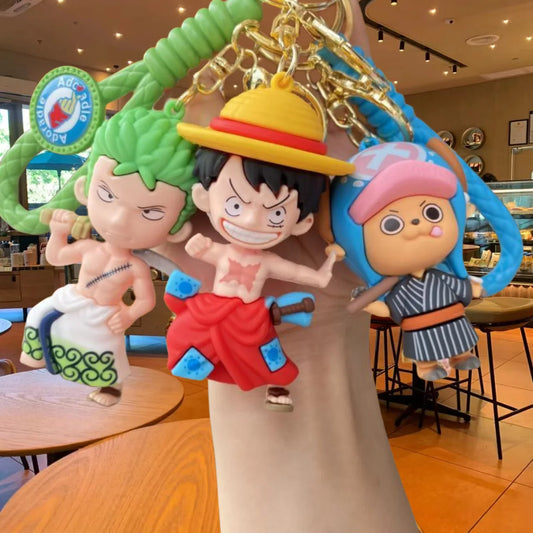 One Piece: Keychain with Cartoon Luffy and Zoro Characters, Ideal for Cosplay Accessories and Gifts