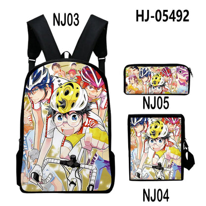 Yowamushi Pedal :3D Print 3pcs/Set pupil School Bags Laptop Daypack Backpack Inclined shoulder bag Pencil Case