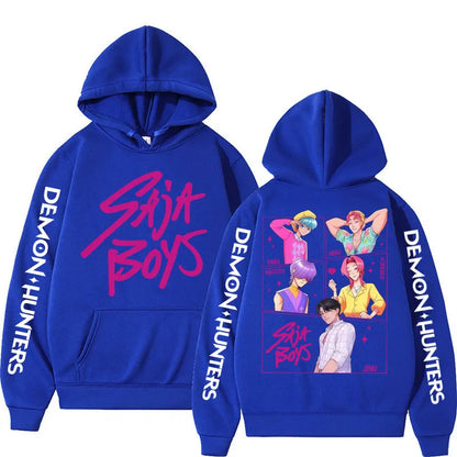 KPop Demon Hunters: Saja Boys Hoodies Men Women Trendy Harajuku Sweatshirt Long Sleeves Loose Fleece Casual Street Wear