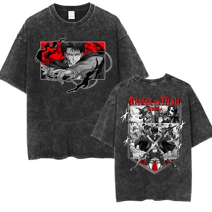Attack on Titan: Men Women Cartoon Manga Merch Tshirt Men's Oversized T Shirts Washed Vintage Anime Attack on Titan Reiner Braun Graphic T-shirts