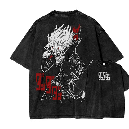 Dandadan: Manga Funny Graphic Print T-shirts Streetwear Hip Hop Harajuku Fashion Tees Retro Washed Cotton Washed Tops