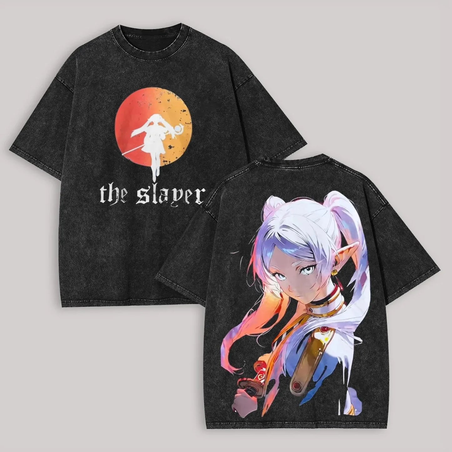 Frieren: Beyond Journey's End -- T-shirt Men's Unisex Clothing Washed Oversized T Shirt High Quality Cotton Tees Tops