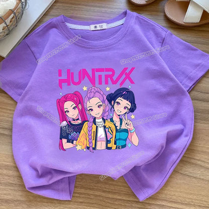 KPop Demon Hunters: Clothes Rumi Mira Zoey Short Sleeve T Shirt Kids Summer Casual Tops Cartoon Toddler Cotton Tee