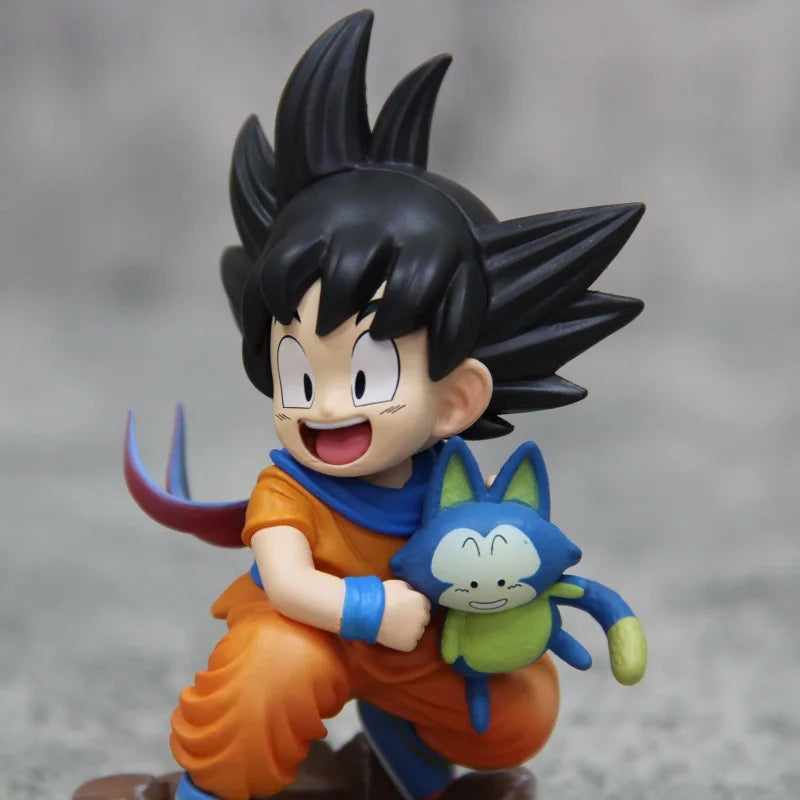 Dragon Ball: Childhood Little Goku Hugs Puer Ya Mu Tea Little Follower Figures Doll Pvc Model Statue Collection Toys Ornamen Gift