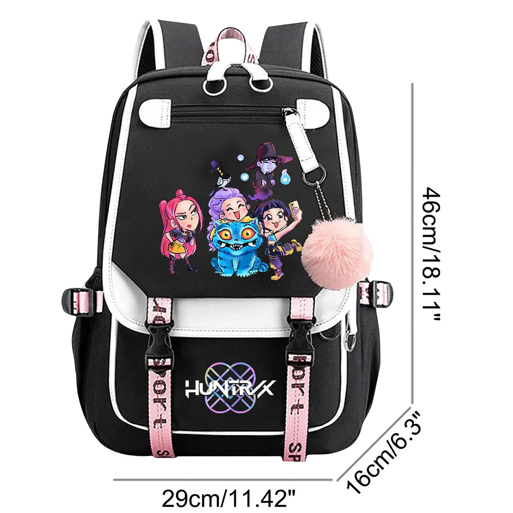 K-Pop Demon Hunters -  Bookbag Student Anime Kawaii School Bags USB Charging Backpack Teenagers Large Capacity Slayer Rucksack
