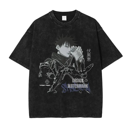 Jujutsu Kaisen: T Shirts Vintage Washed CHOSO T-shirt Oversize Short Sleeve Fushiguro Toji Gojo Saturo Itadori